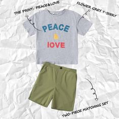 Шорты и футболка с текстовым принтом для мальчиков Shein