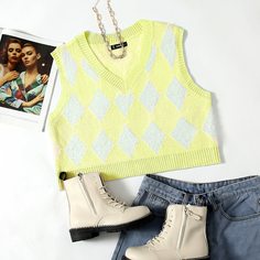 Вязаный жилет с узором аргайл Shein