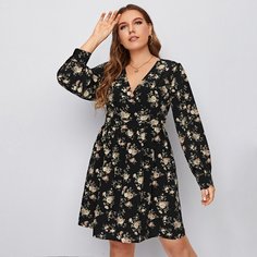 На запах Цветочный Повседневный Платья размер плюс Shein