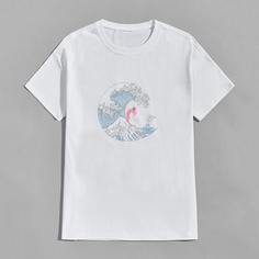 Мужская футболка с короткими рукавами и графическим принтом Shein