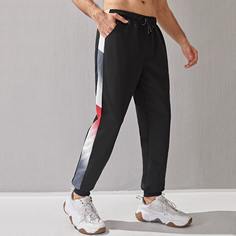 на кулиске Контрастный цвет Мужские спортивные брюки Shein