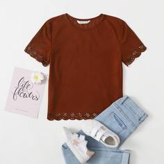 Однотонный замшевый топ для девочек Shein