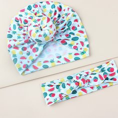 1шт Детская повязка для волос с фруктовым принтом и 1шт шапка Shein