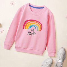 Мультяшный принт Повседневный Толстовки для девочек Shein