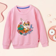 Свитшот с животным принтом для девочек Shein