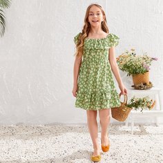 Платье с цветочным принтом для девочек Shein