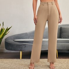 Одноцветный Элегантный Брюки Shein