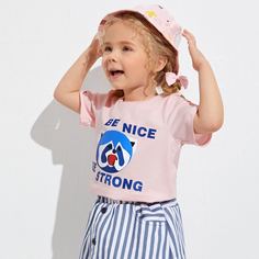 Топ с текстовым и мультипликационным принтом для девочек Shein