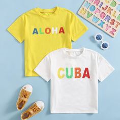 буква Повседневный Футболки для девочек Shein