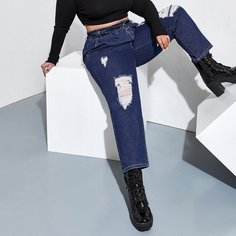 Рваные облегающие джинсы размера плюс Shein