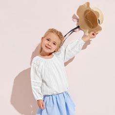 Ажурная вышивка Одноцветный Бохо Блузы для девочек Shein