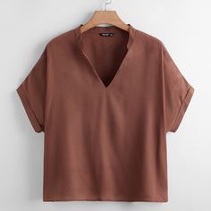 Однотонная блузка размера плюс Shein