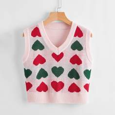 Жилет-свитер с рисунком сердца Shein