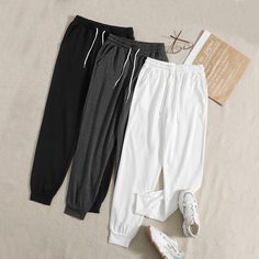 3шт спортивные брюки на кулиске Shein