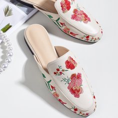 с вышивкой Цветочный Модный Балетки Shein