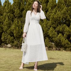 Однотонное платье с жемчугами Shein