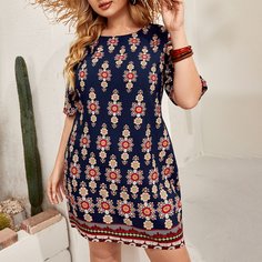 Цветочный Повседневный Платья размер плюс Shein