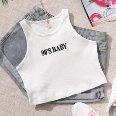 трикотажный буква Повседневный Размера плюс жилет Shein