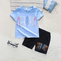 Шорты и футболка с текстовым принтом для мальчиков Shein
