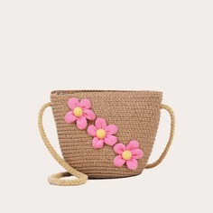 Соломенная сумка с цветком для девочек Shein