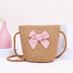 Соломенная сумка с бантом для девочек Shein
