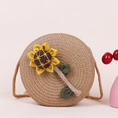 Соломенная круглая сумка с подсолнухом для девочек Shein