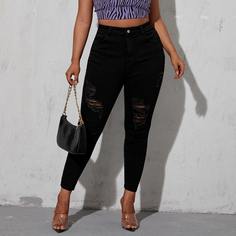 Рваные джинсы размера плюс с высокой талией Shein