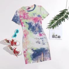 Разрез тай дай Повседневный Платья размер плюс Shein