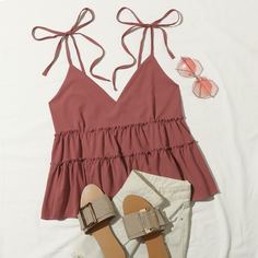 С оборками Одноцветный Повседневный Размера плюс жилет Shein