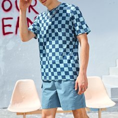 Мужская футболка в клетку и шорты на кулиске Shein
