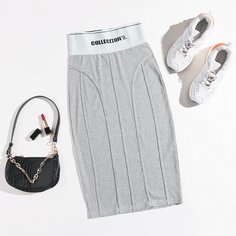 трикотажный буква Спортивный Юбки Shein