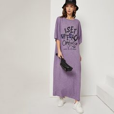 Платье с текстовым принтом Shein