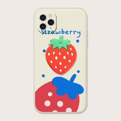Чехол для телефона с узором клубники и выдвижной ручкой для телефона Shein