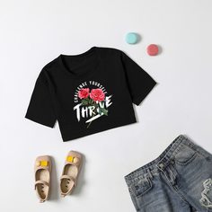 Цветочный Повседневный Футболки для девочек Shein
