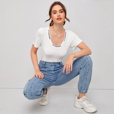 буква Повседневный Футболки Shein