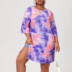 Футболка размера плюс с принтом тай дай Shein