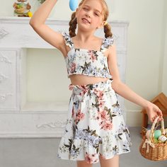 Пояс Со цветочками Бохо Комплекты для девочек Shein