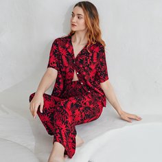 Пижама с лиственным принтом Shein
