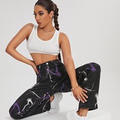 Джинсы с узором молнии Shein
