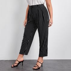 Брюки размера плюс в полоску Shein