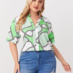 Блузка размера плюс с принтом цепочки Shein