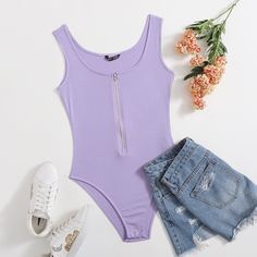 Трикотажное боди на молнии Shein