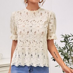 Прозрачный Одноцветный Повседневный Блузы Shein