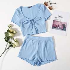 Шорты и топ на кулиске с оригинальной отделкой Shein