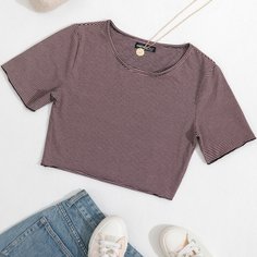 Короткая футболка в полоску Shein