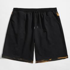 Мужские шорты на кулиске с контрастной отделкой Shein