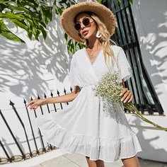 На запах Одноцветный Бохо Платье Shein