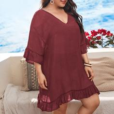 Накидка с оборками размера плюс Shein