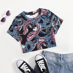 Животный Повседневный Футболки Shein