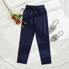 Пояс Одноцветный Повседневный Брюки Shein